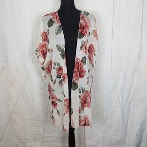 Allie rose floral open front kimono